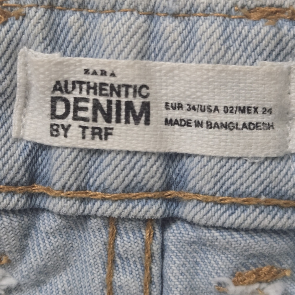 🌟Zara Light Wash Denim Shorts with Yellow Stripe - Picture 6 of 6